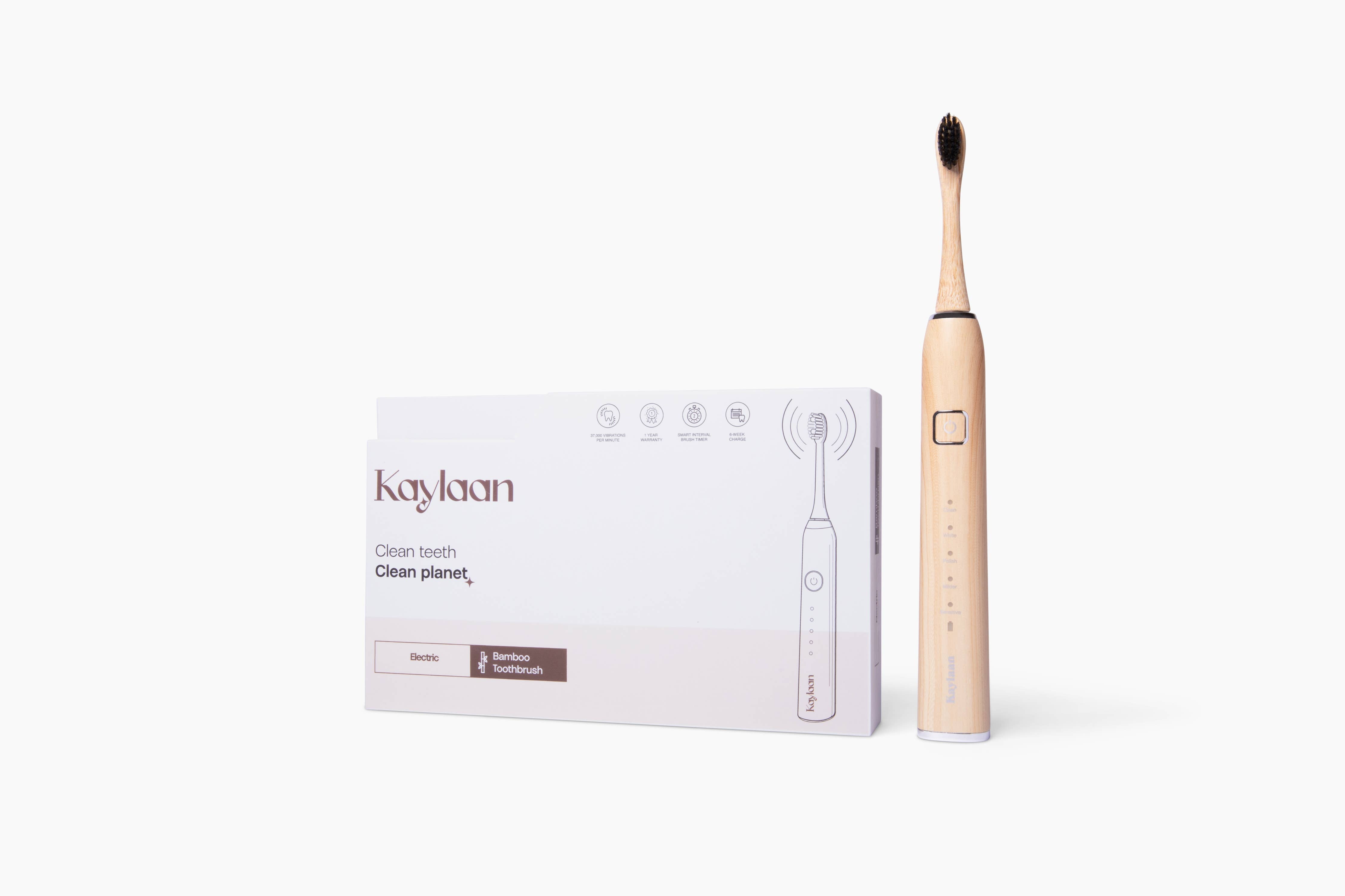 🪥 Kaylaan Electric Bamboo Toothbrush – Compostable Heads 🌿
