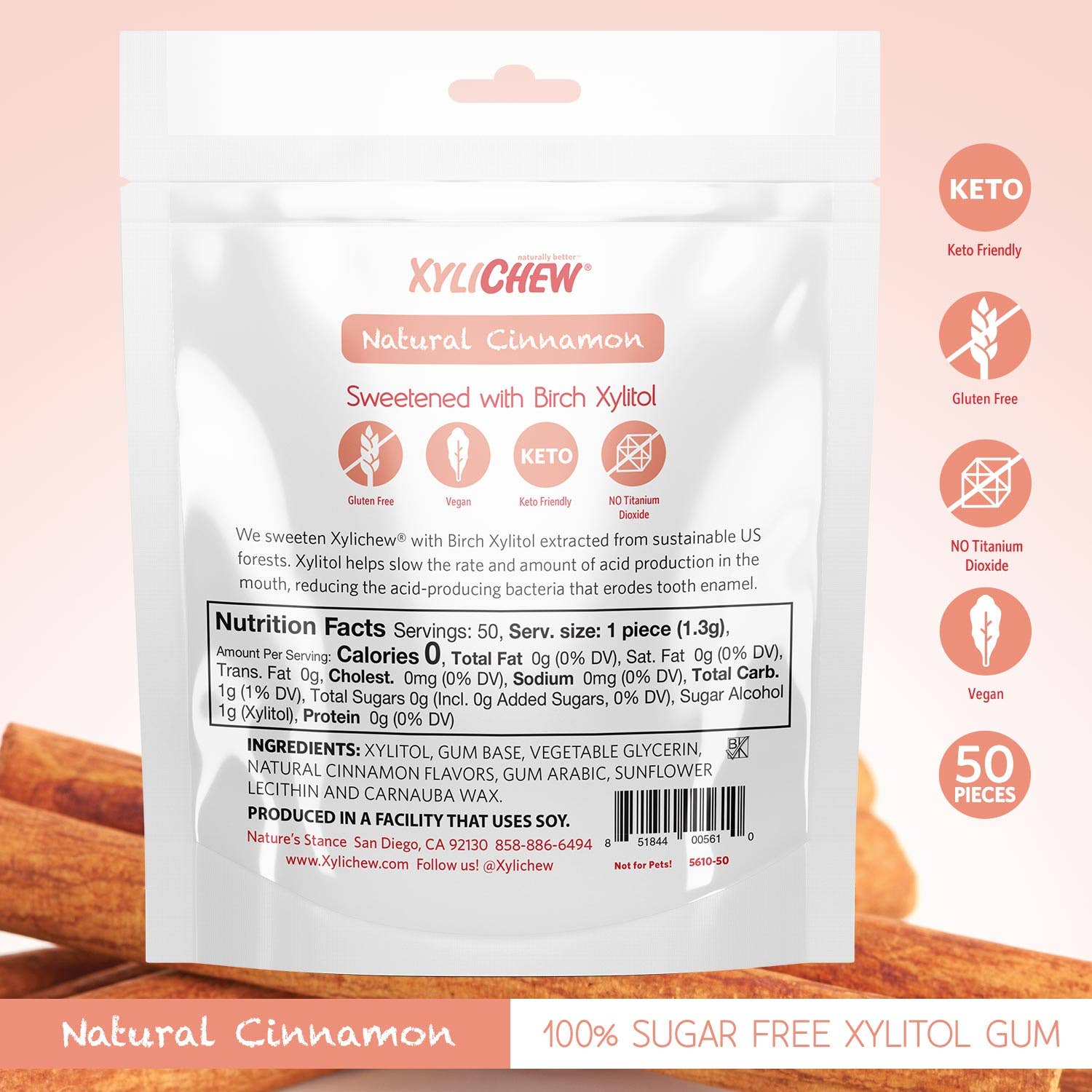 Xylichew Cinnamon Gum- 50 ct.