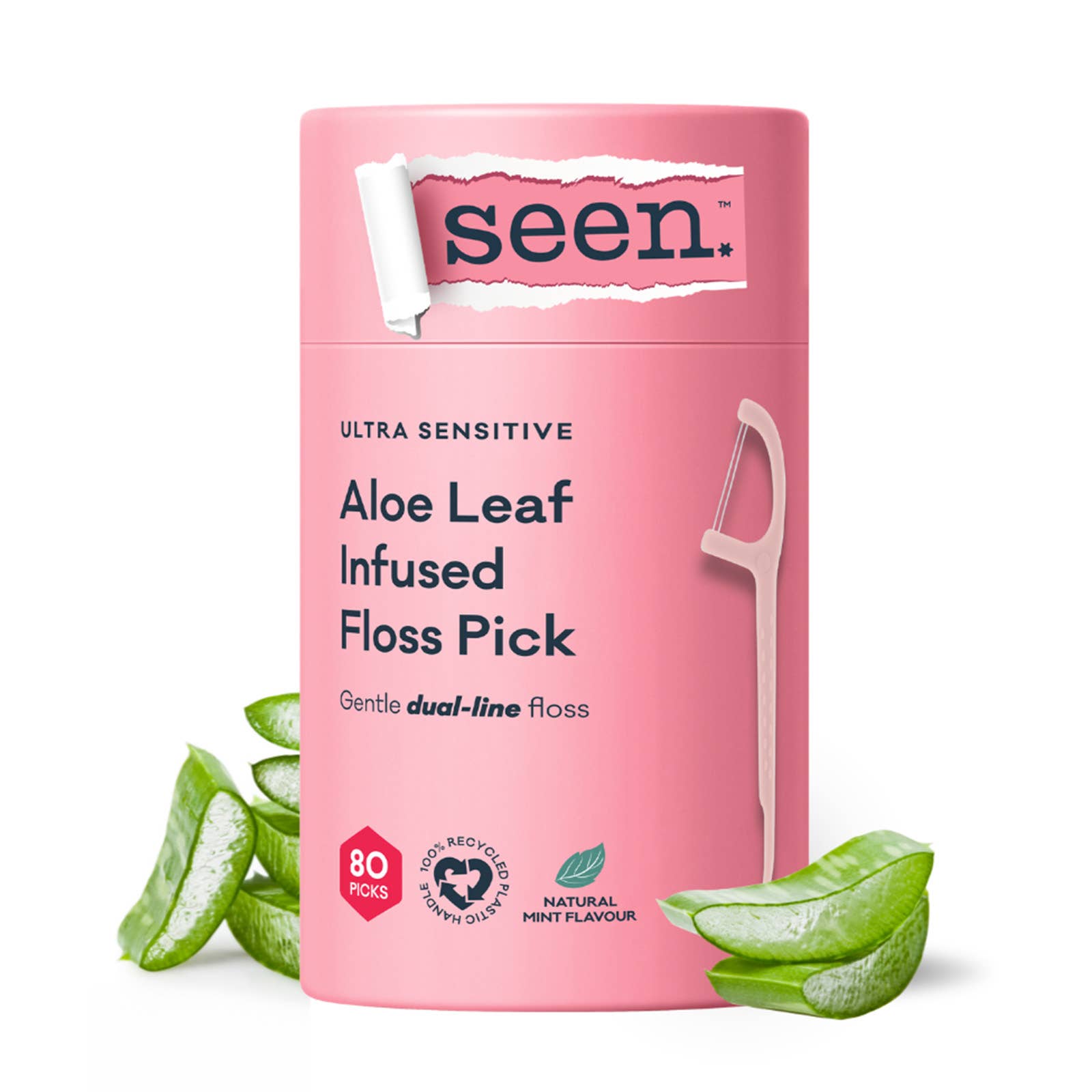 SEEN Ultra Sensitive Floss Picks 80pk | Aloe Infused