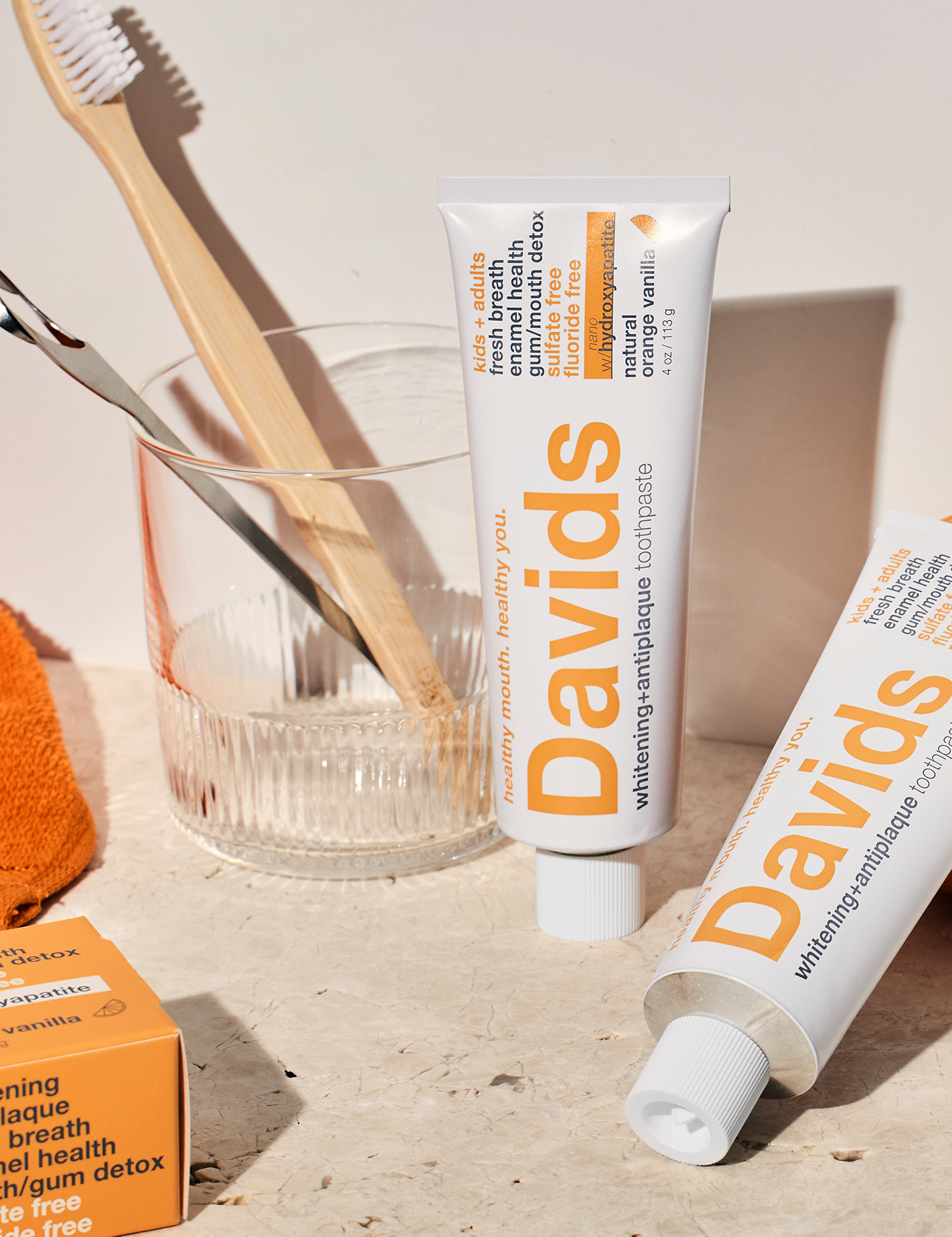 Davids kids + adults nano-hydroxyapatite premium toothpaste / orange vanilla: Single