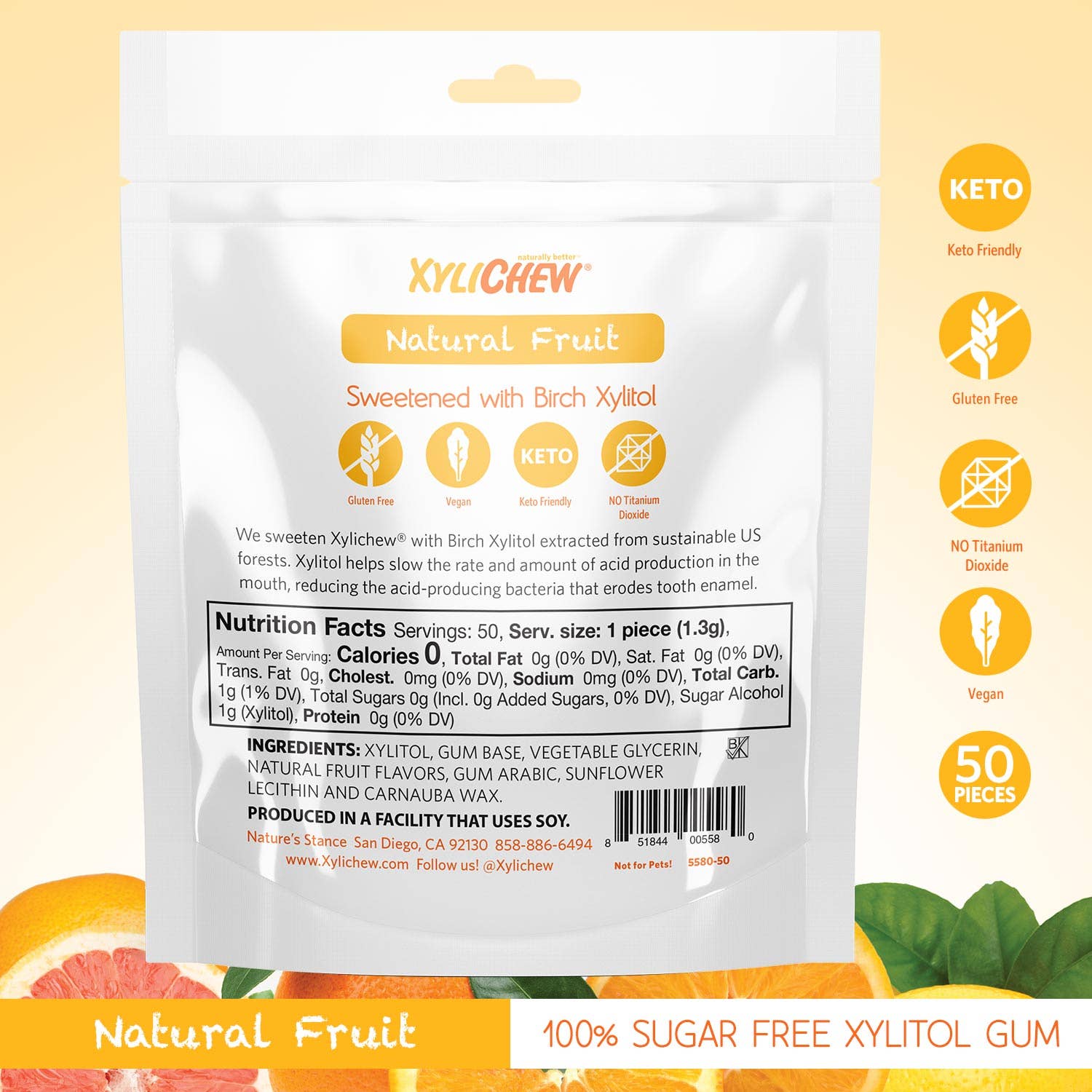 🍊 Orange Burst Xylitol Gum – Great for Your Teeth & Gums! 🦷✨ | 50 Pieces