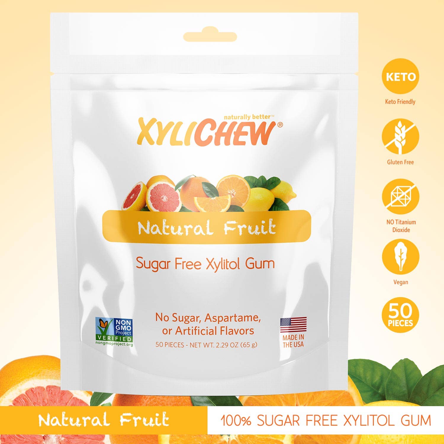 🍊 Orange Burst Xylitol Gum – Great for Your Teeth & Gums! 🦷✨ | 50 Pieces