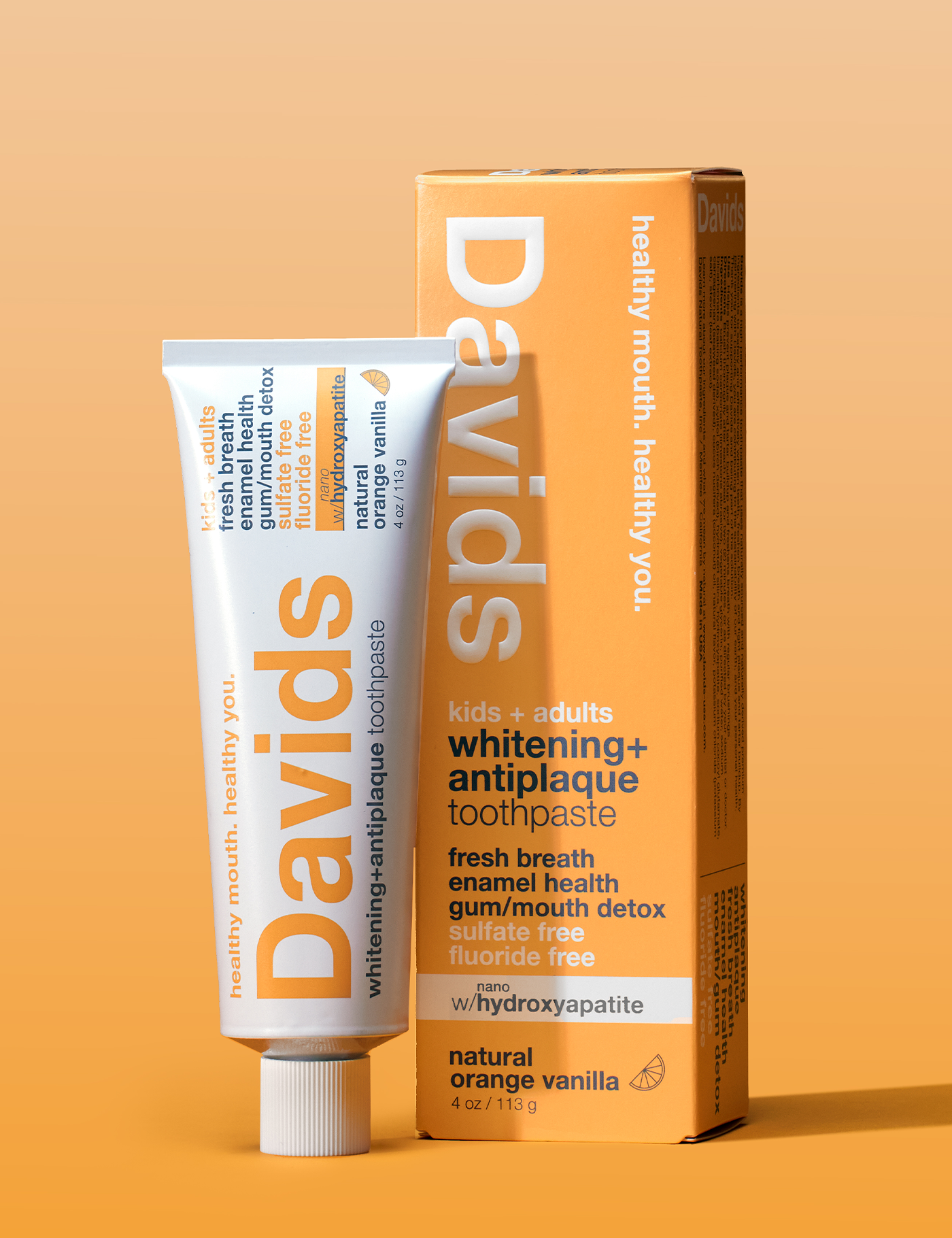 Davids kids + adults nano-hydroxyapatite premium toothpaste / orange vanilla: Single
