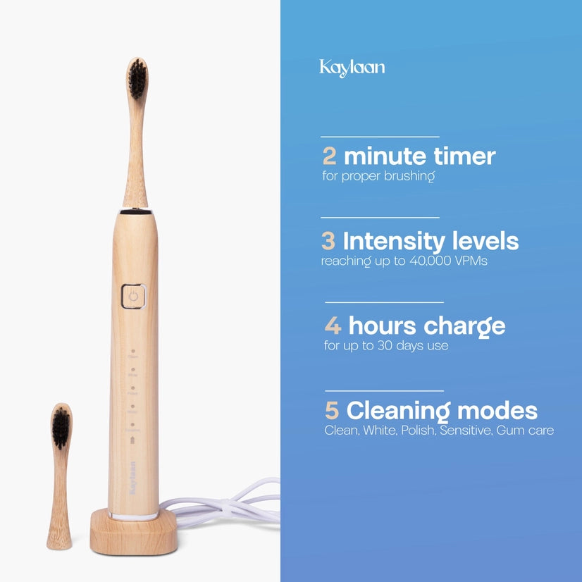 🌿⚡ Kaylaan Electric Bamboo Toothbrush | Eco-Friendly Sonic Power 🦷✨