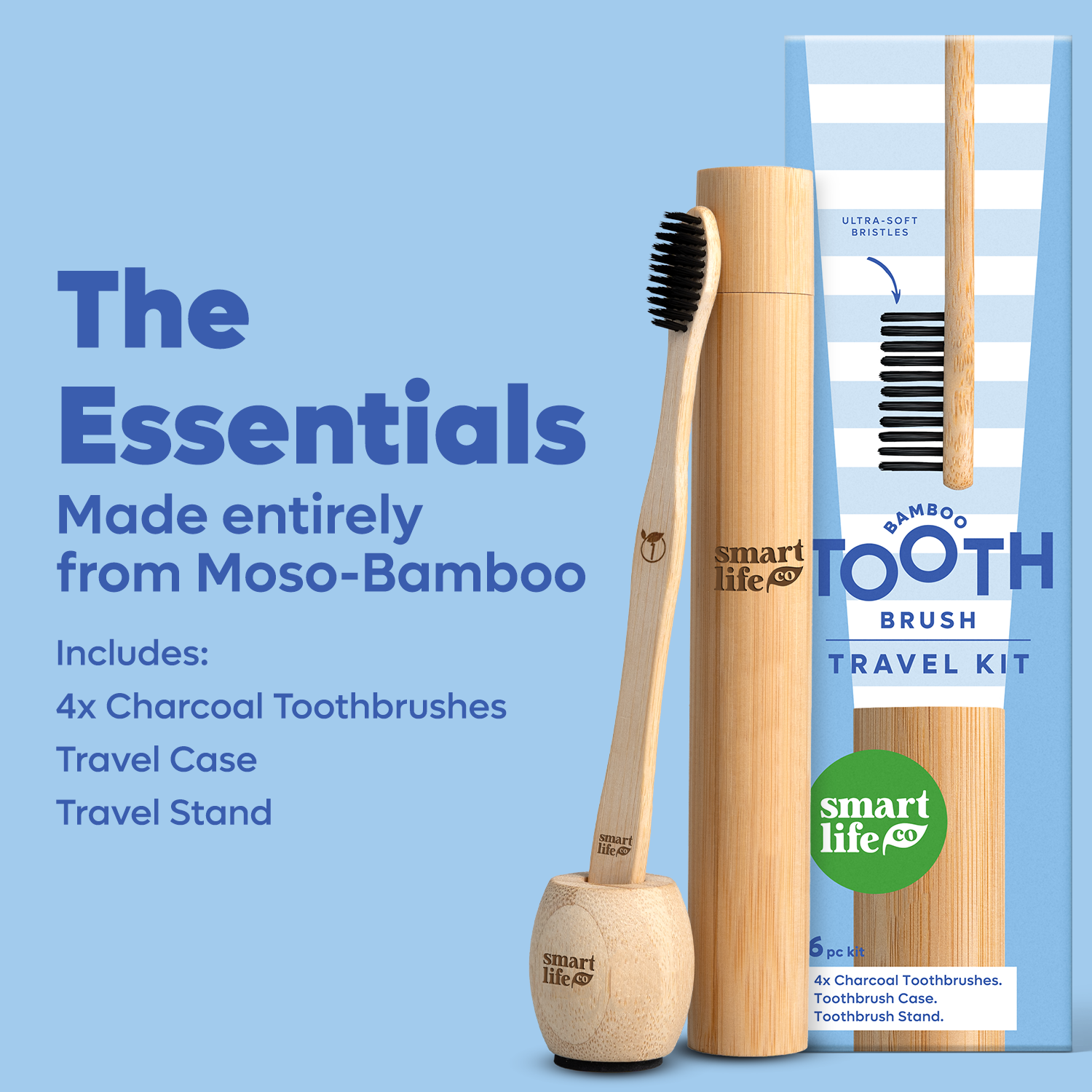 Bamboo Toothbrush Travel Kit | 6 Piece
