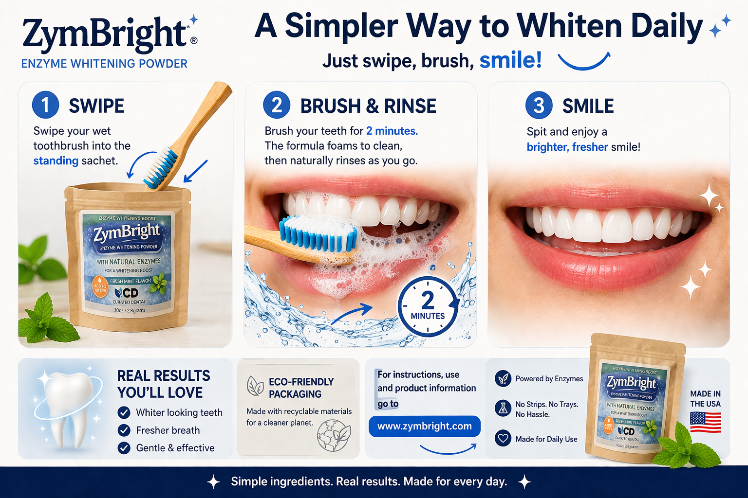 ✨🦷 ZymBright™ Enzyme Whitening Powder — Daily Whitening Solution 🌿♻️ 🚀 Pre-Order Now • Ships May 2026