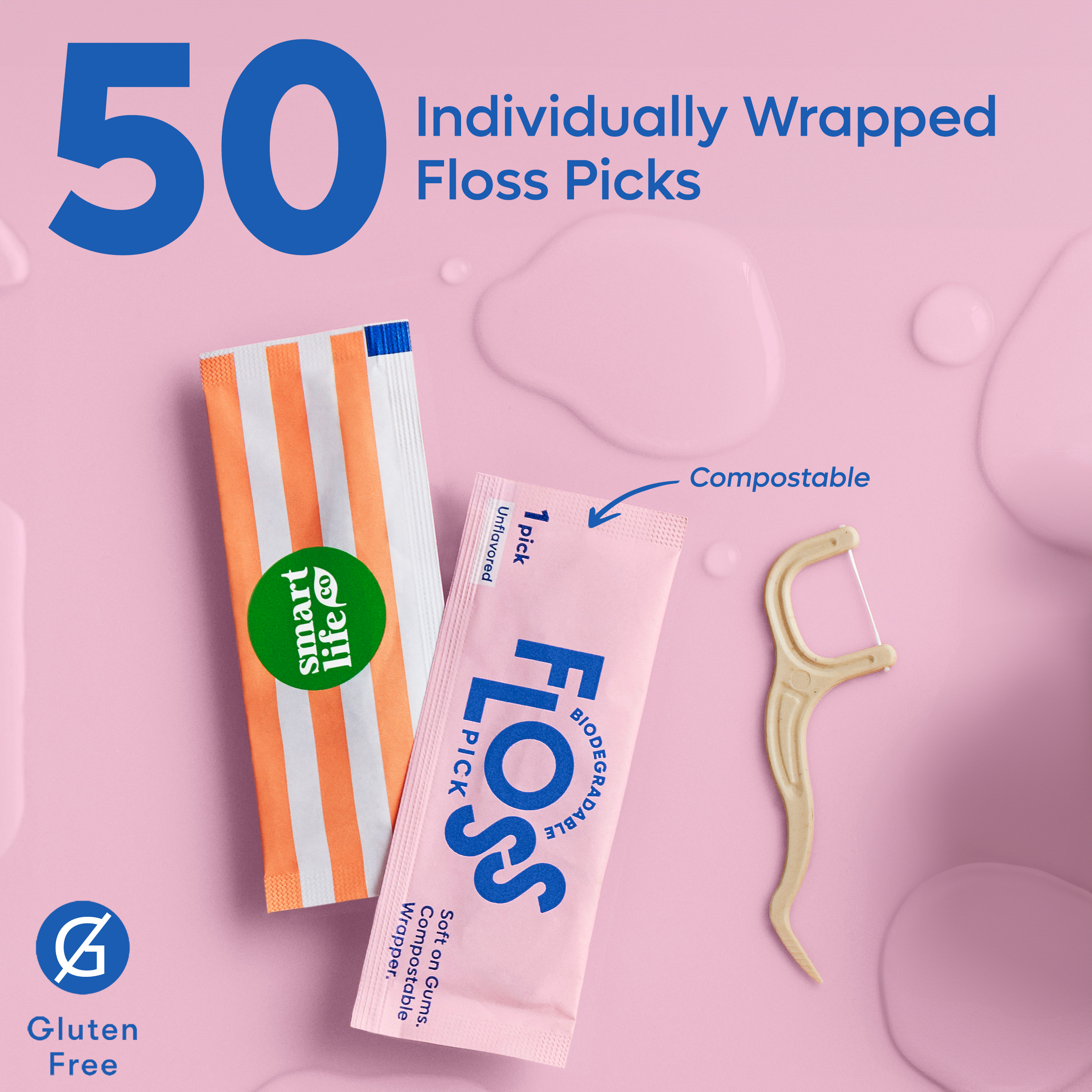 Individually Wrapped Floss Picks | 50 Pack: Mint