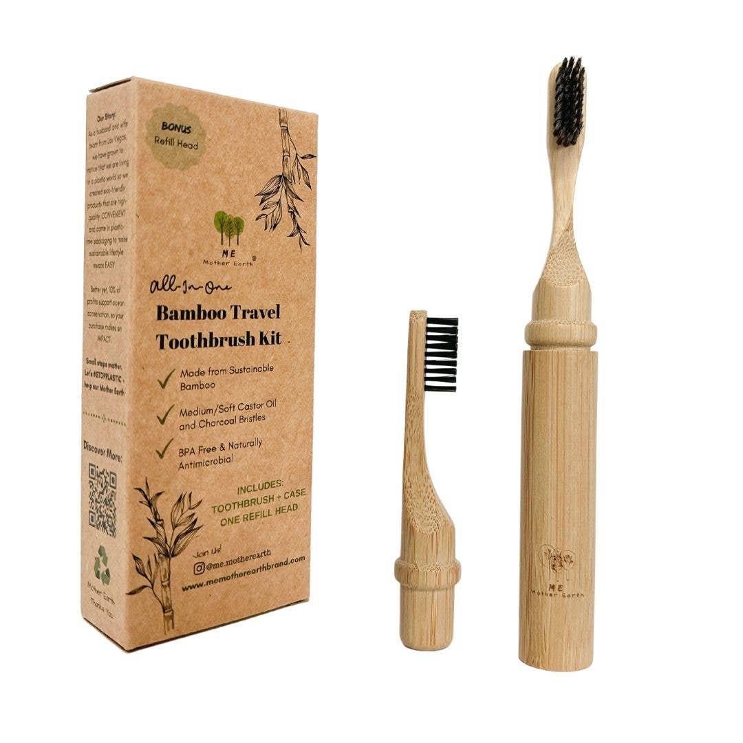 All-in-One Bamboo Travel Toothbrush with Replaceable Head: Replacement Toothbrush Head Only