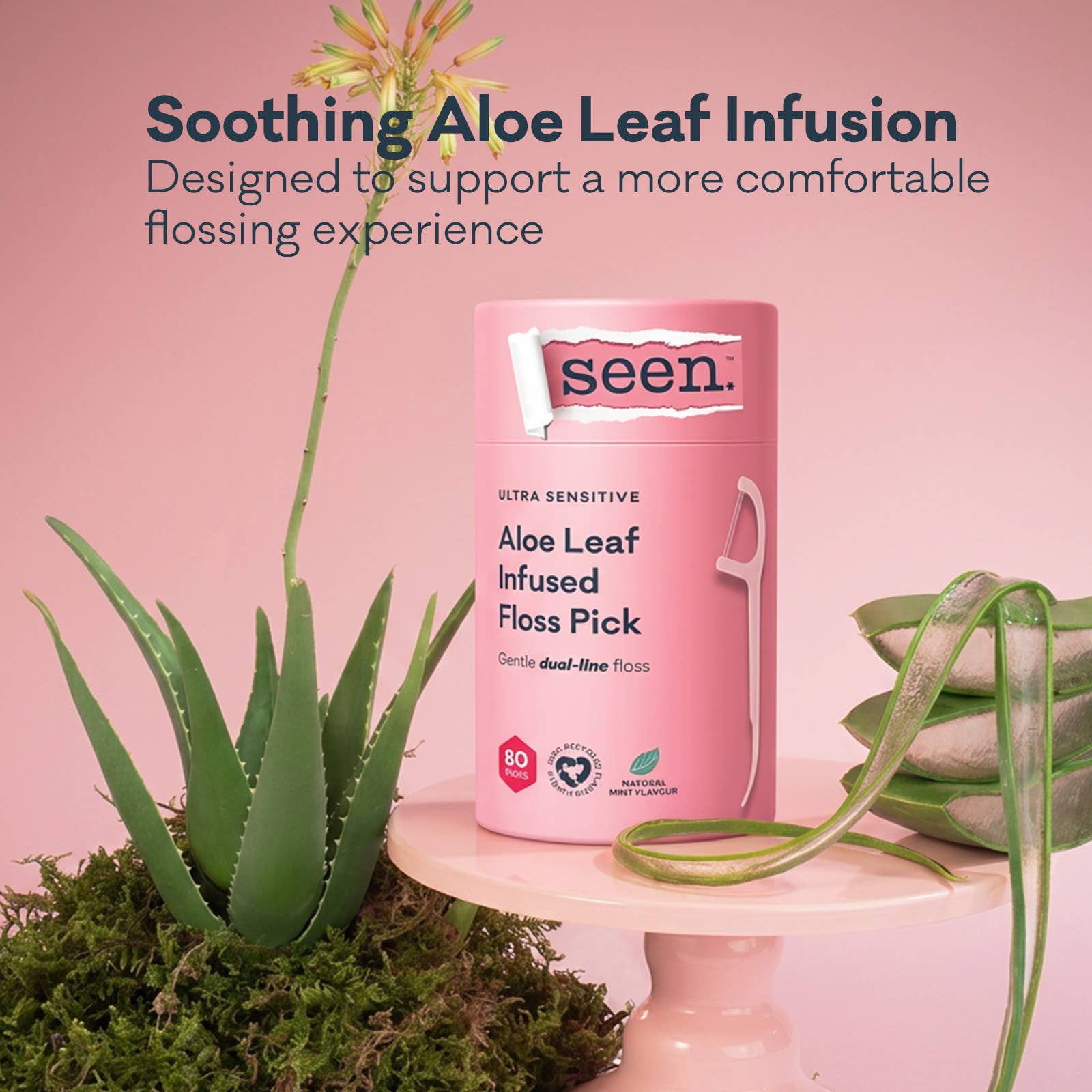 SEEN Ultra Sensitive Floss Picks 80pk | Aloe Infused