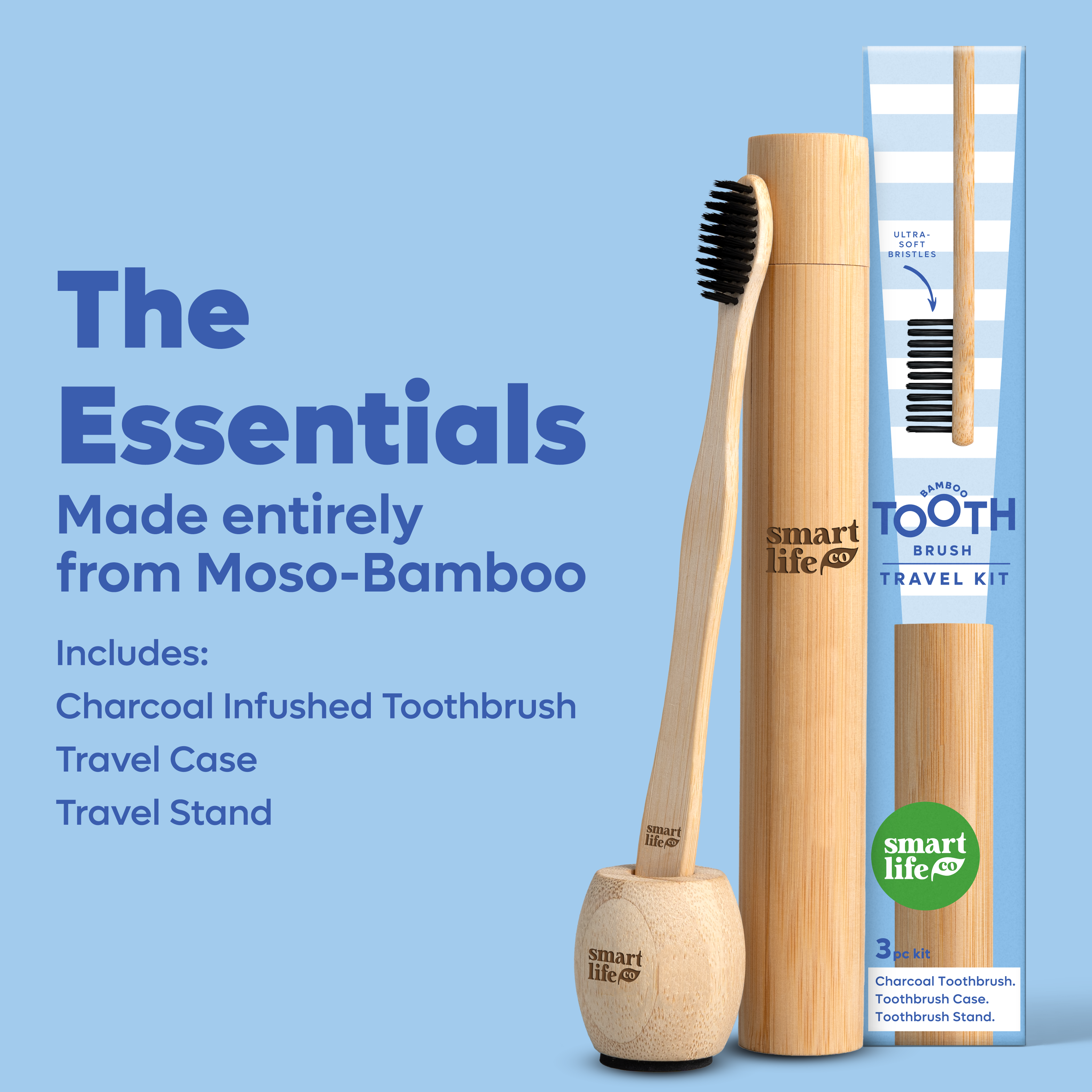 Bamboo Toothbrush Travel Kit | 3 Piece