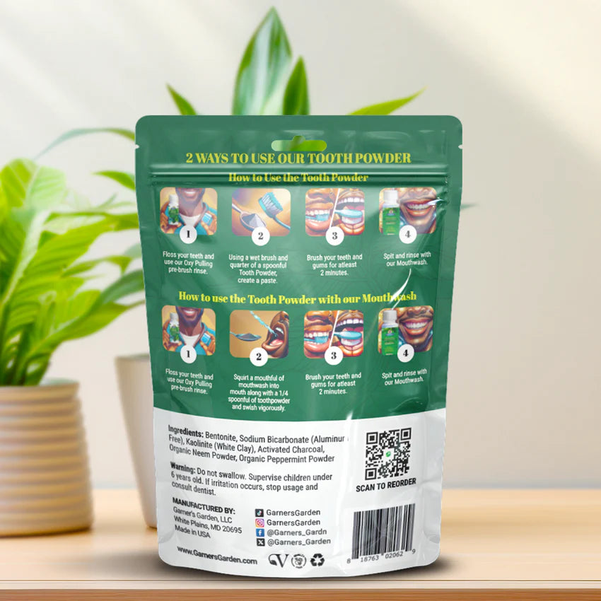 Advanced Mineral Tooth Powder – 4 oz | Garner’s Garden | Fluoride-Free, Natural Whitening & Detox