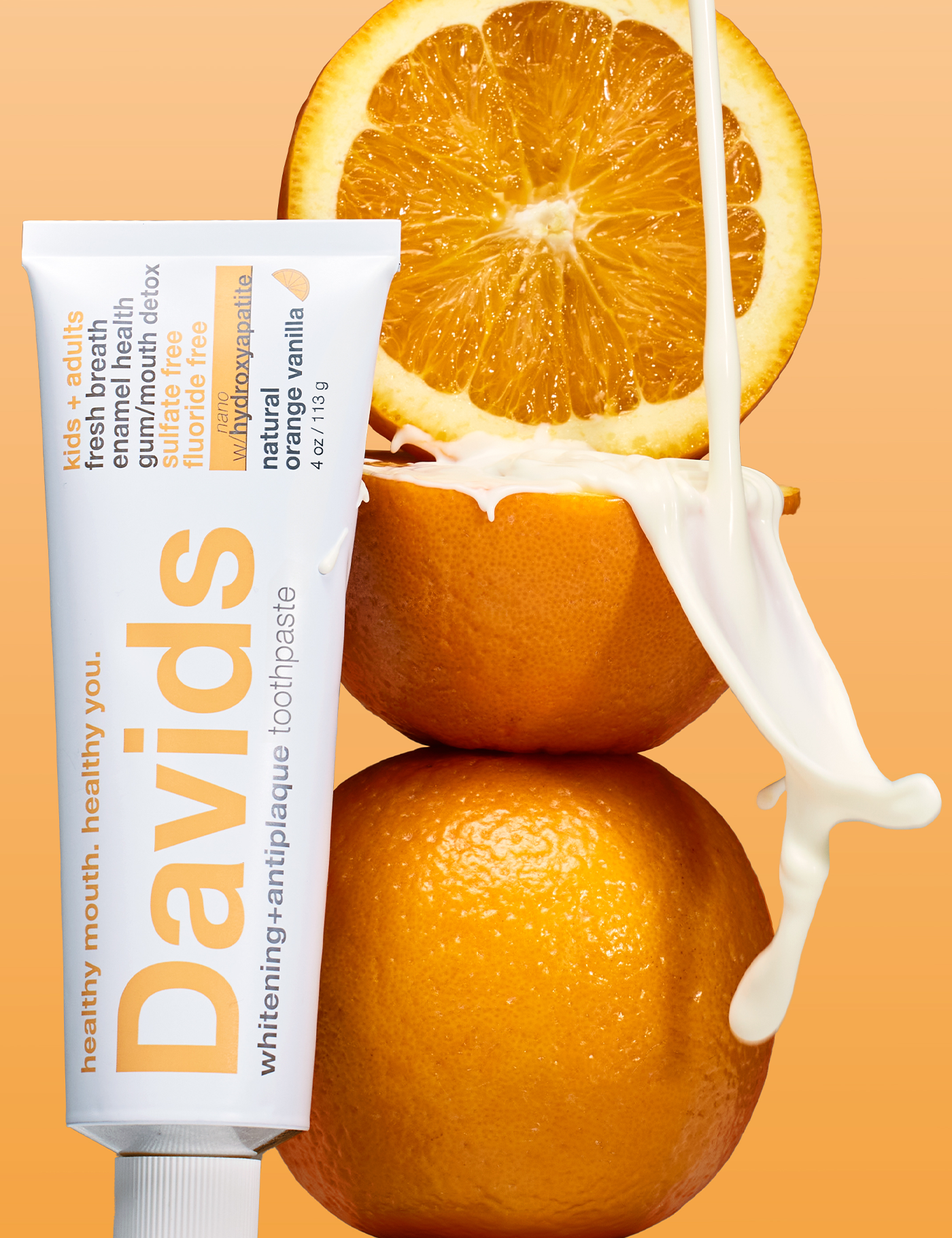 Davids kids + adults nano-hydroxyapatite premium toothpaste  /  orange vanilla: Single