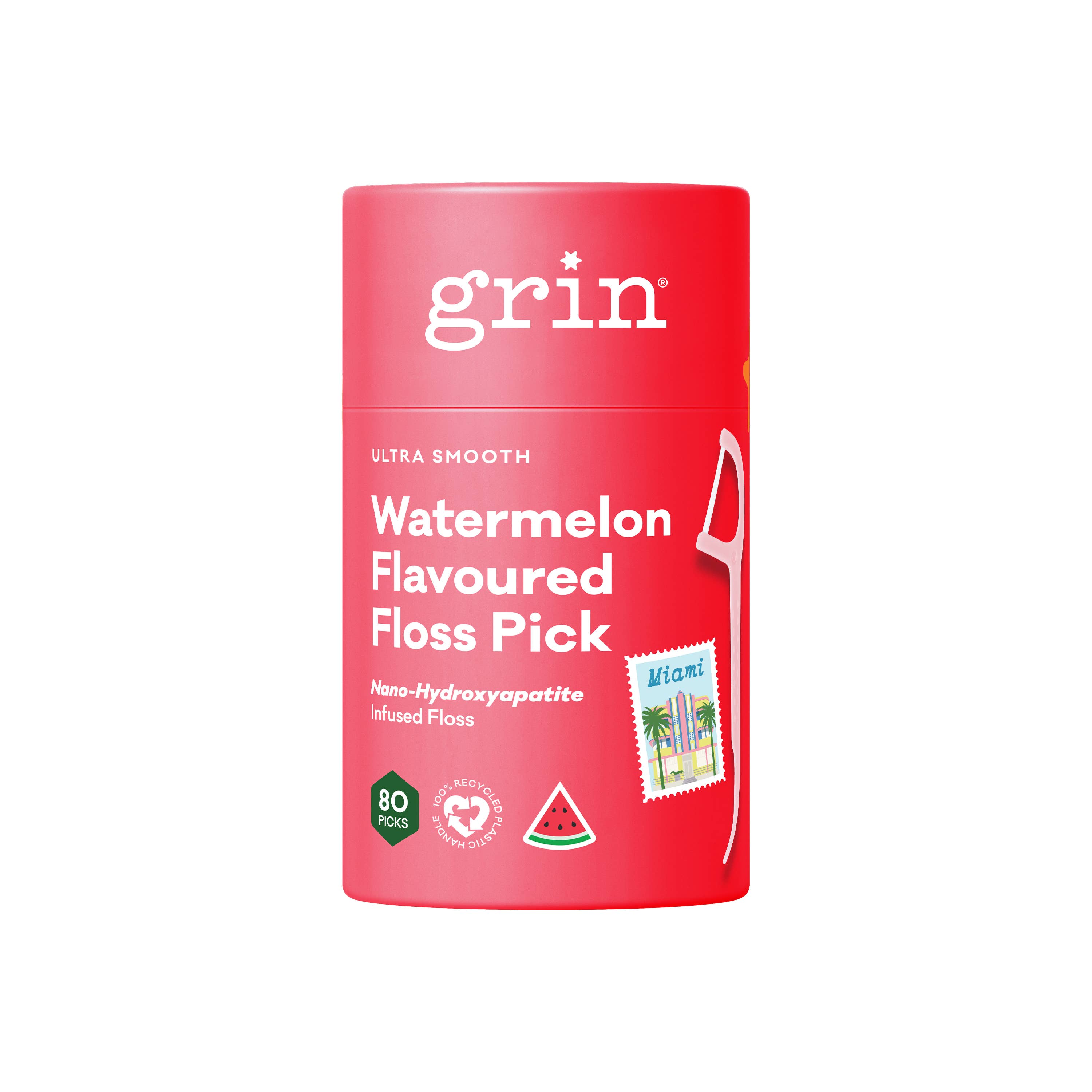 🦷🍉 Grin Ultra Smooth Watermelon Flavoured Floss Picks 80-Pack