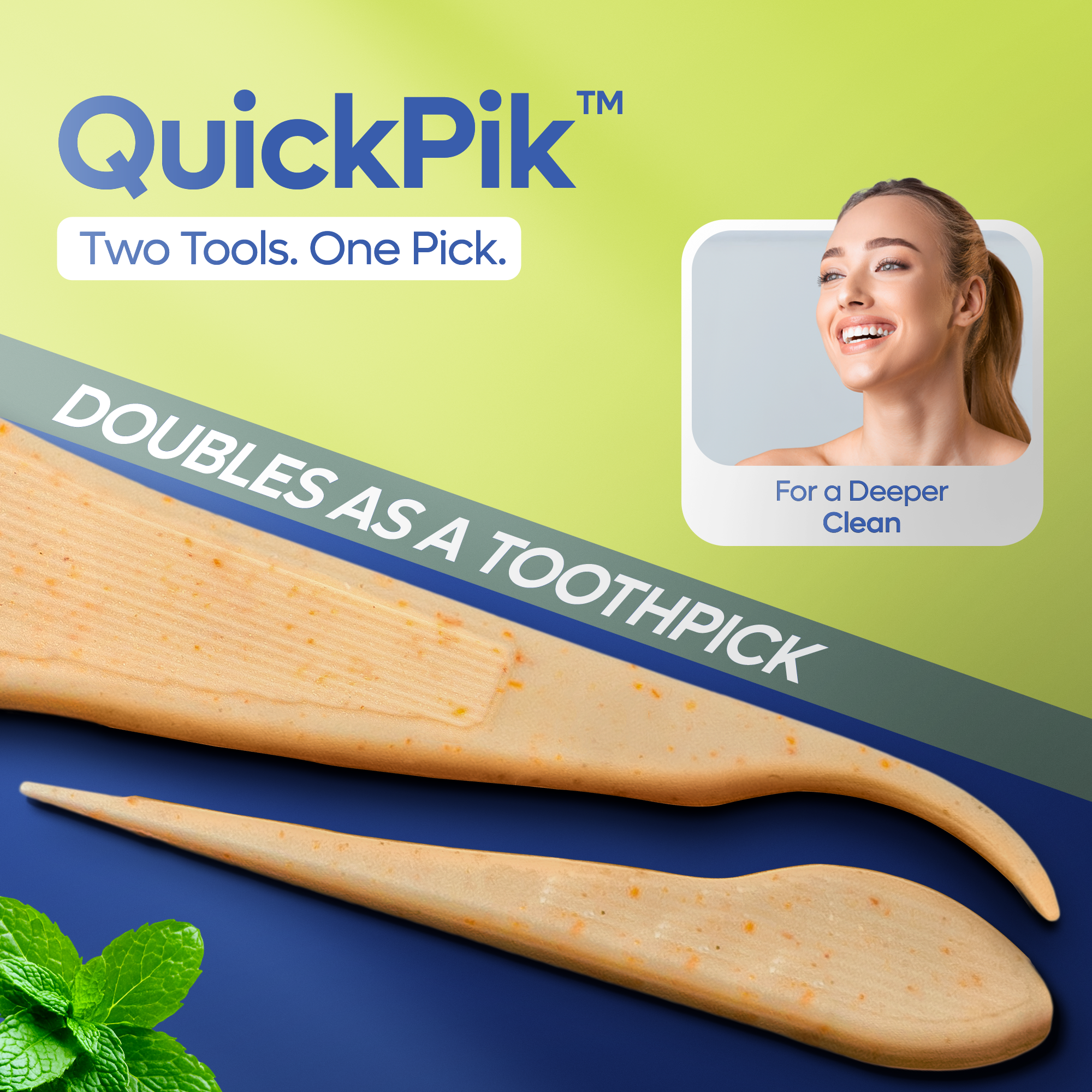 Eco-Friendly Angled Floss Picks | Back Teeth Flossers | Mint: Solo Bag